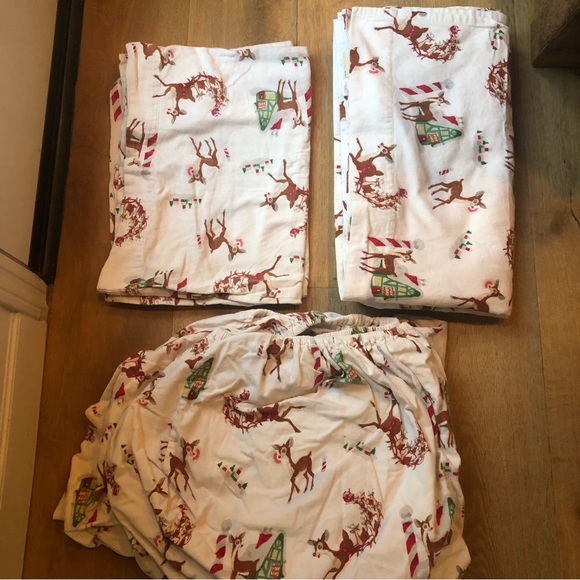 Pottery Barn kids Christmas Rudolph flannel set full 4 pieces price is firm! - Picture 1 of 6
